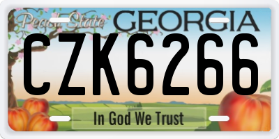 GA license plate CZK6266