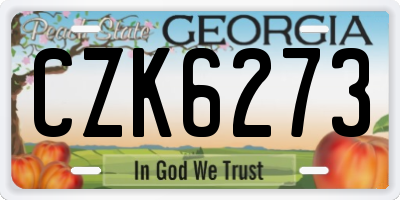 GA license plate CZK6273