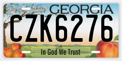 GA license plate CZK6276
