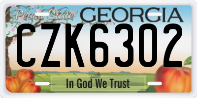 GA license plate CZK6302