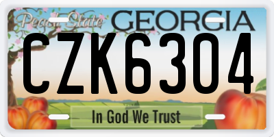 GA license plate CZK6304