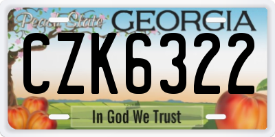 GA license plate CZK6322