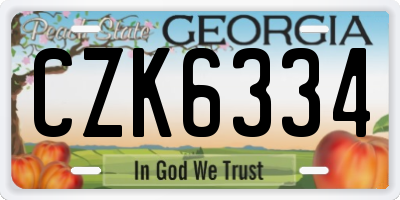 GA license plate CZK6334