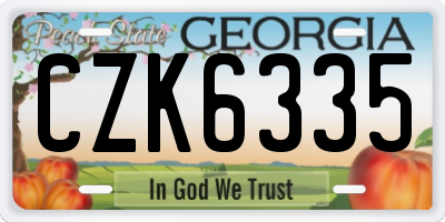 GA license plate CZK6335