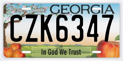 GA license plate CZK6347