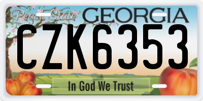 GA license plate CZK6353