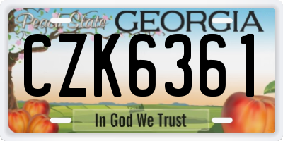 GA license plate CZK6361