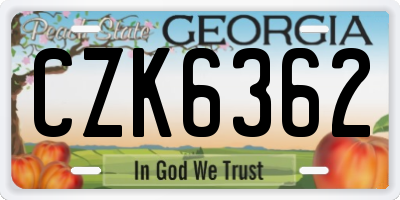 GA license plate CZK6362