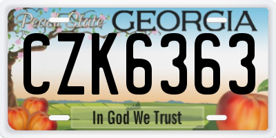 GA license plate CZK6363