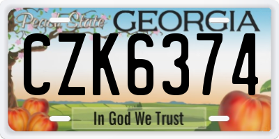 GA license plate CZK6374