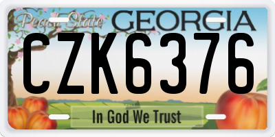 GA license plate CZK6376