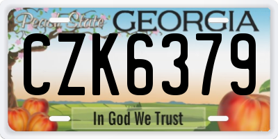 GA license plate CZK6379