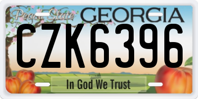 GA license plate CZK6396