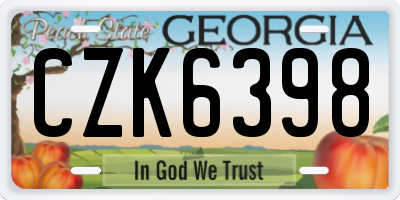 GA license plate CZK6398