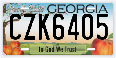 GA license plate CZK6405