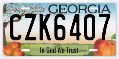 GA license plate CZK6407