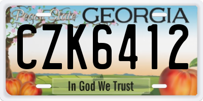 GA license plate CZK6412