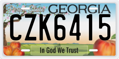 GA license plate CZK6415