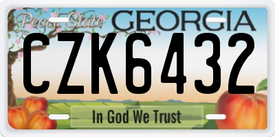 GA license plate CZK6432
