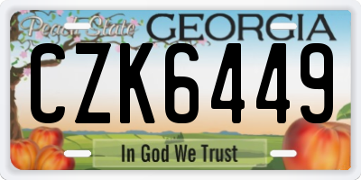 GA license plate CZK6449