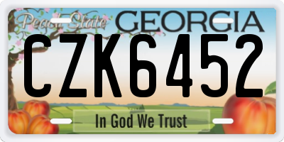 GA license plate CZK6452