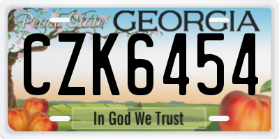 GA license plate CZK6454