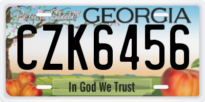 GA license plate CZK6456