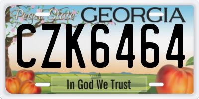 GA license plate CZK6464