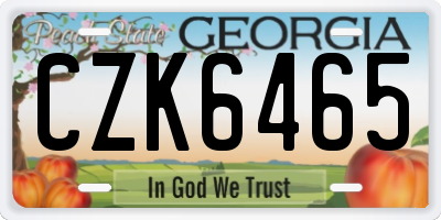 GA license plate CZK6465