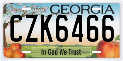 GA license plate CZK6466