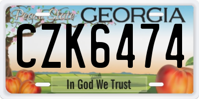 GA license plate CZK6474