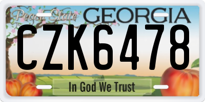 GA license plate CZK6478