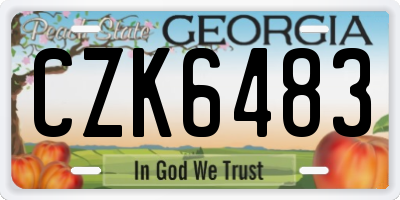 GA license plate CZK6483