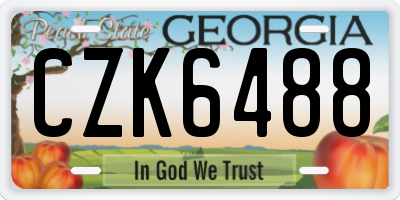 GA license plate CZK6488