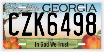 GA license plate CZK6498