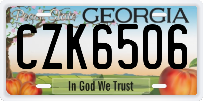 GA license plate CZK6506