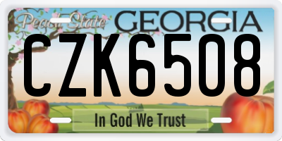 GA license plate CZK6508