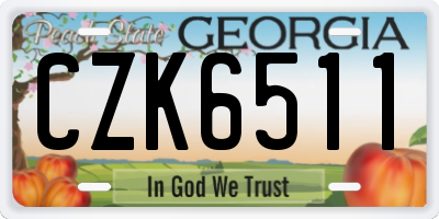 GA license plate CZK6511