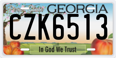 GA license plate CZK6513