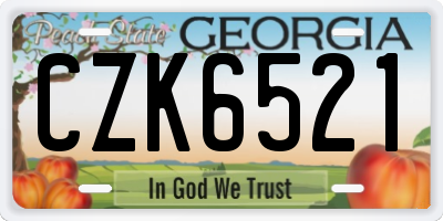 GA license plate CZK6521