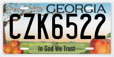 GA license plate CZK6522