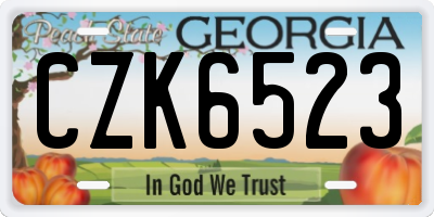 GA license plate CZK6523