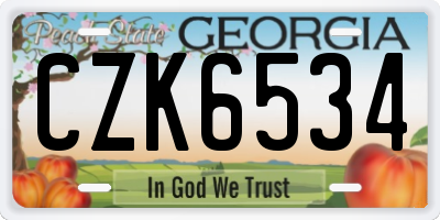 GA license plate CZK6534