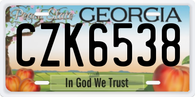 GA license plate CZK6538