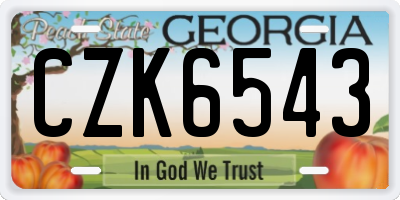 GA license plate CZK6543