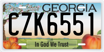 GA license plate CZK6551