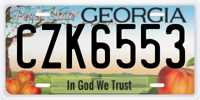 GA license plate CZK6553