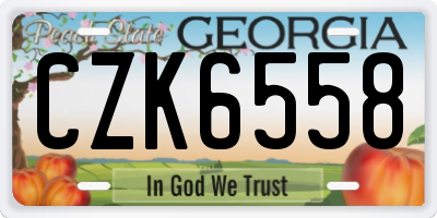 GA license plate CZK6558