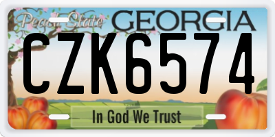 GA license plate CZK6574