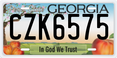 GA license plate CZK6575